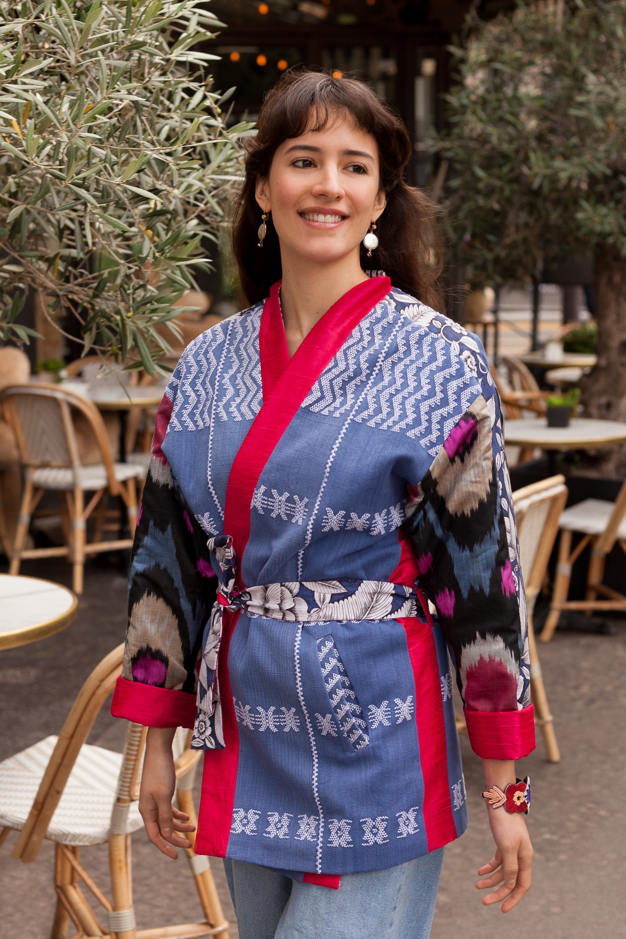 maison-mitla-handwoven-women-Jacket-kimono-silk-cotton-denim-blue-5
